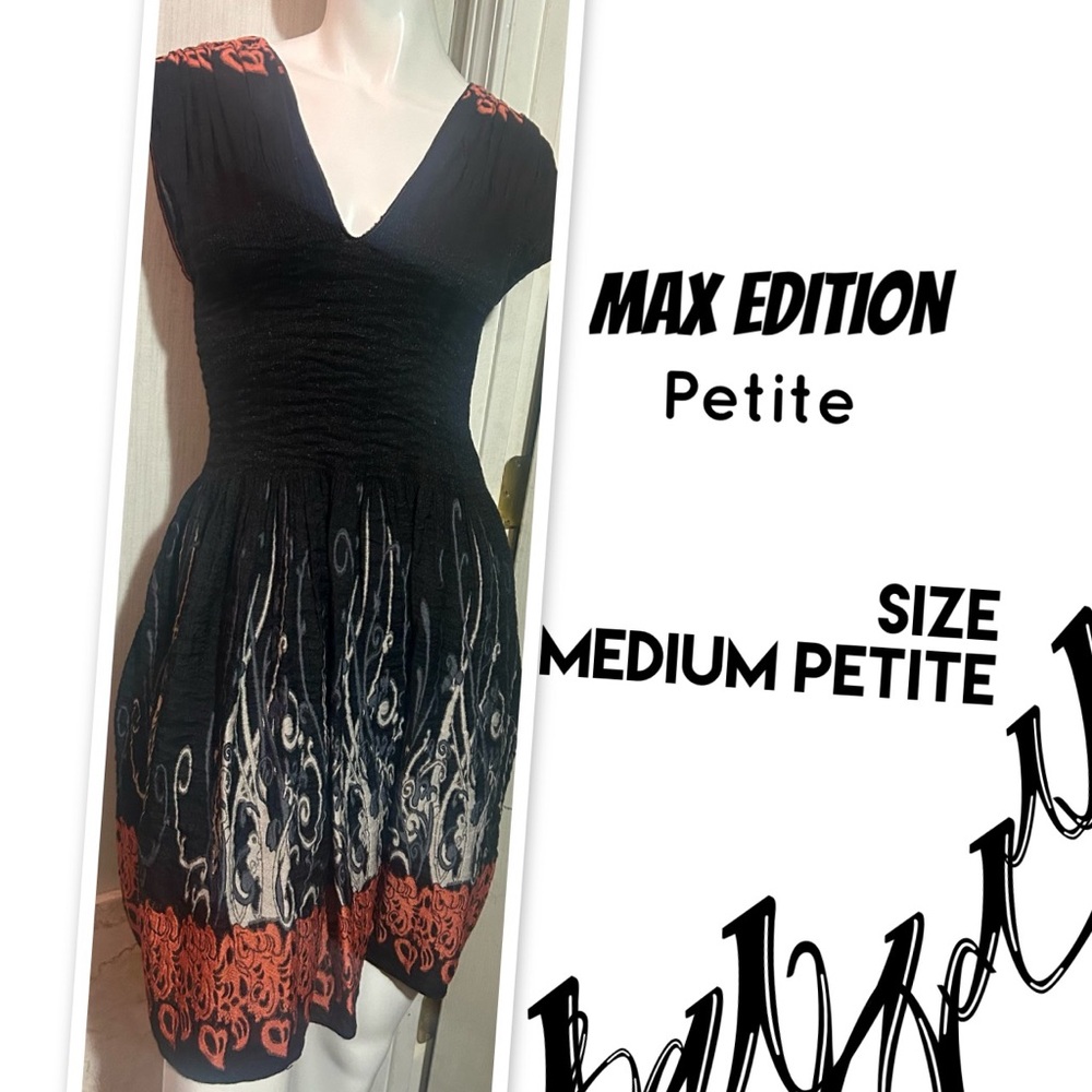 Max Edition Petite Black and Orange Dress
